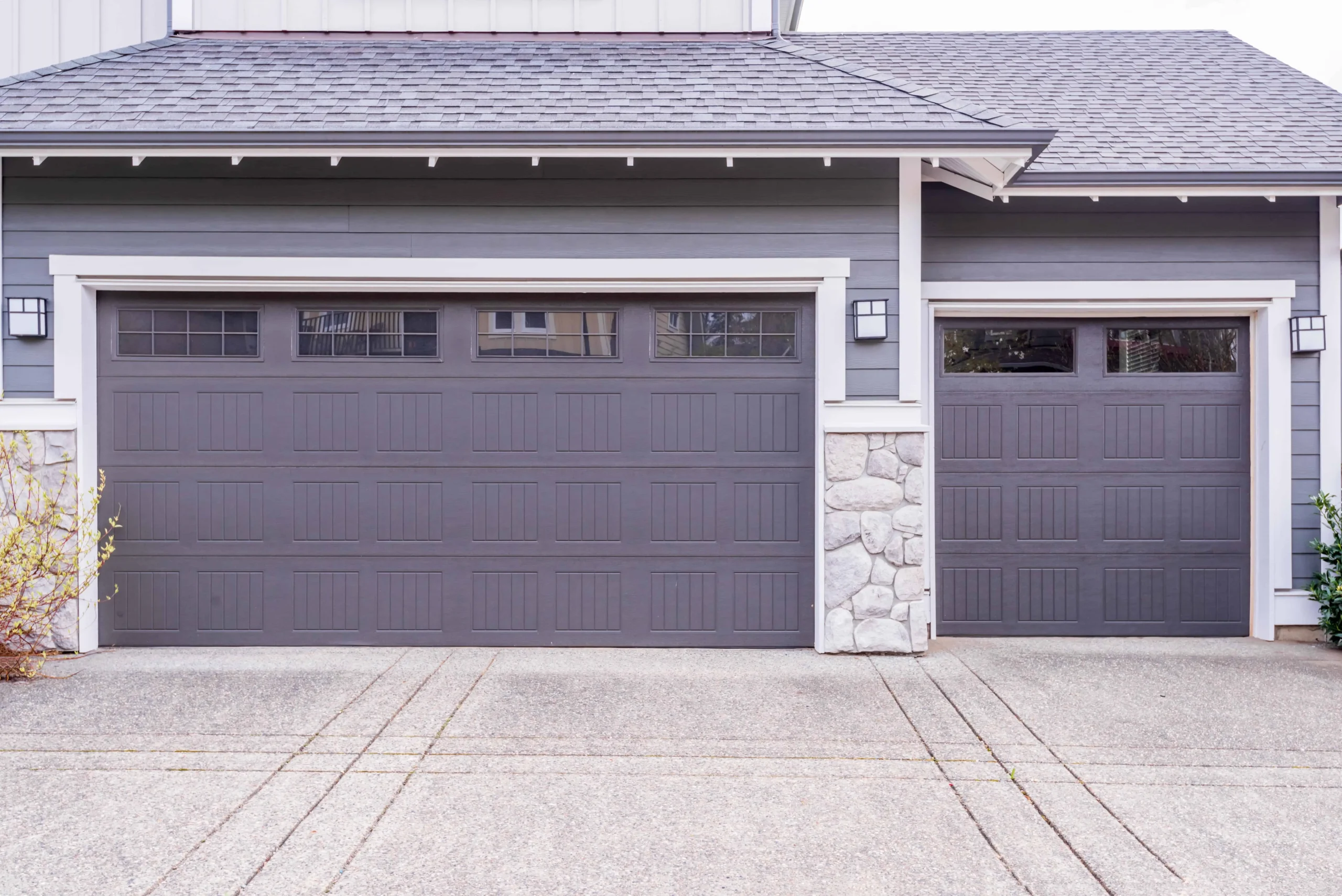 fiberglas-clad garage doors installation, 2 car garage